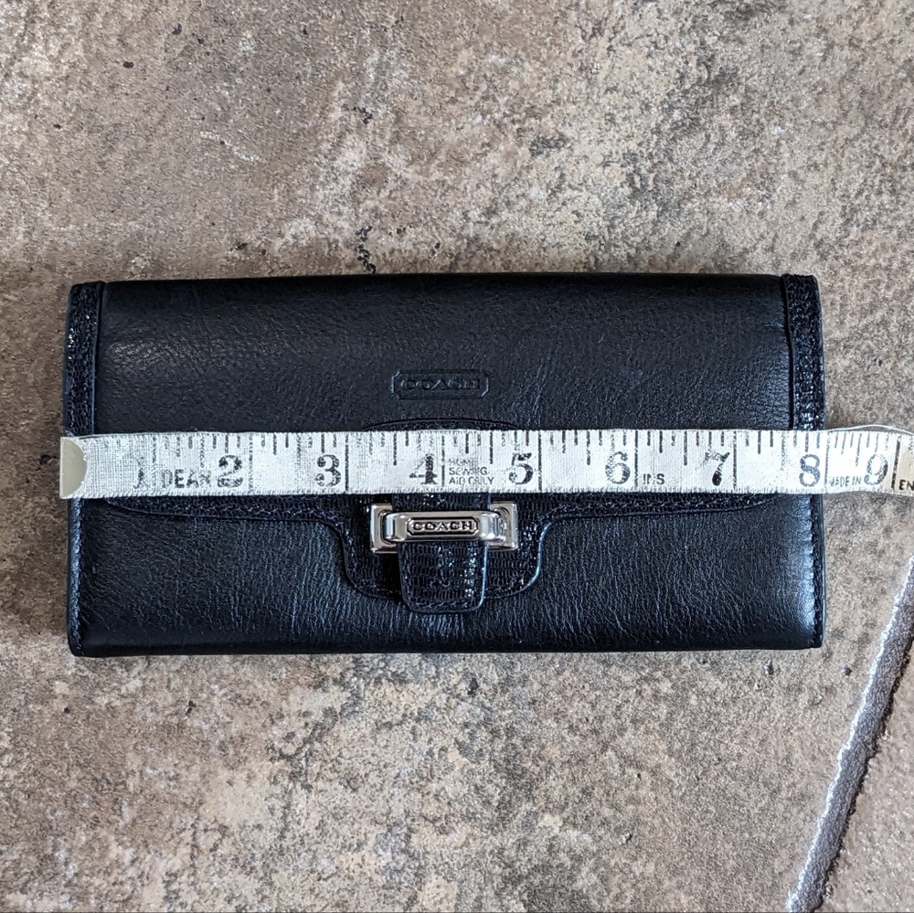 Coach Black Leather Continental Wallet with Silver Hardware - Picture 8 of 9